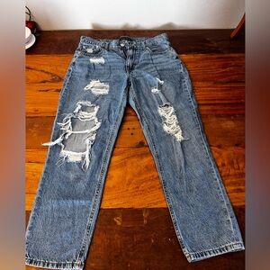 Aeropostale Blue Distressed Straight Leg Jeans